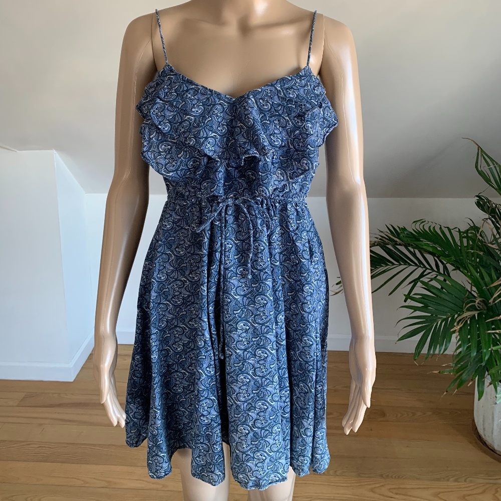 Free People Floral Blue Mini Dress | Size Small